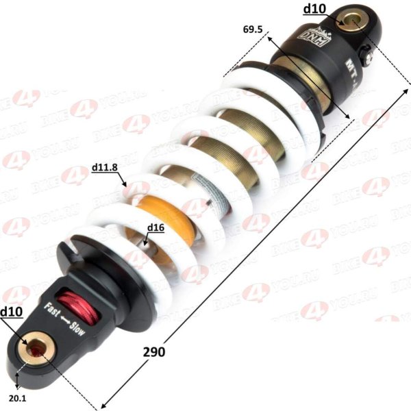 Амортизатор L=290 центральный DNM MT-AR